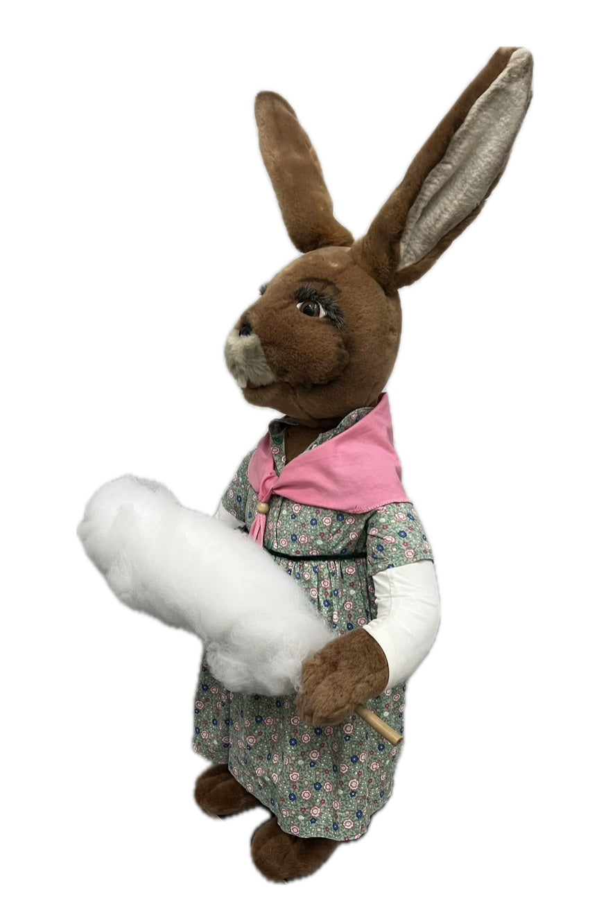 Bunny with floral dress and cotton candy