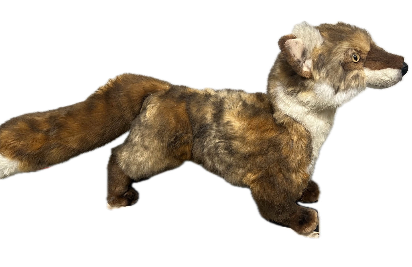 Fuchs mit Kopfbewegung auf 4 Pfoten - Kunstfell handcoloriert