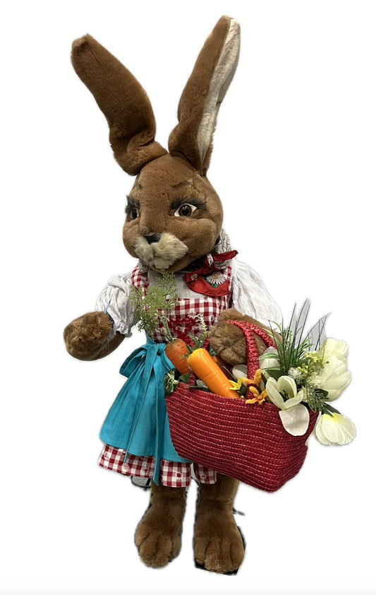 Rabbit with vegetables in a shopping basket