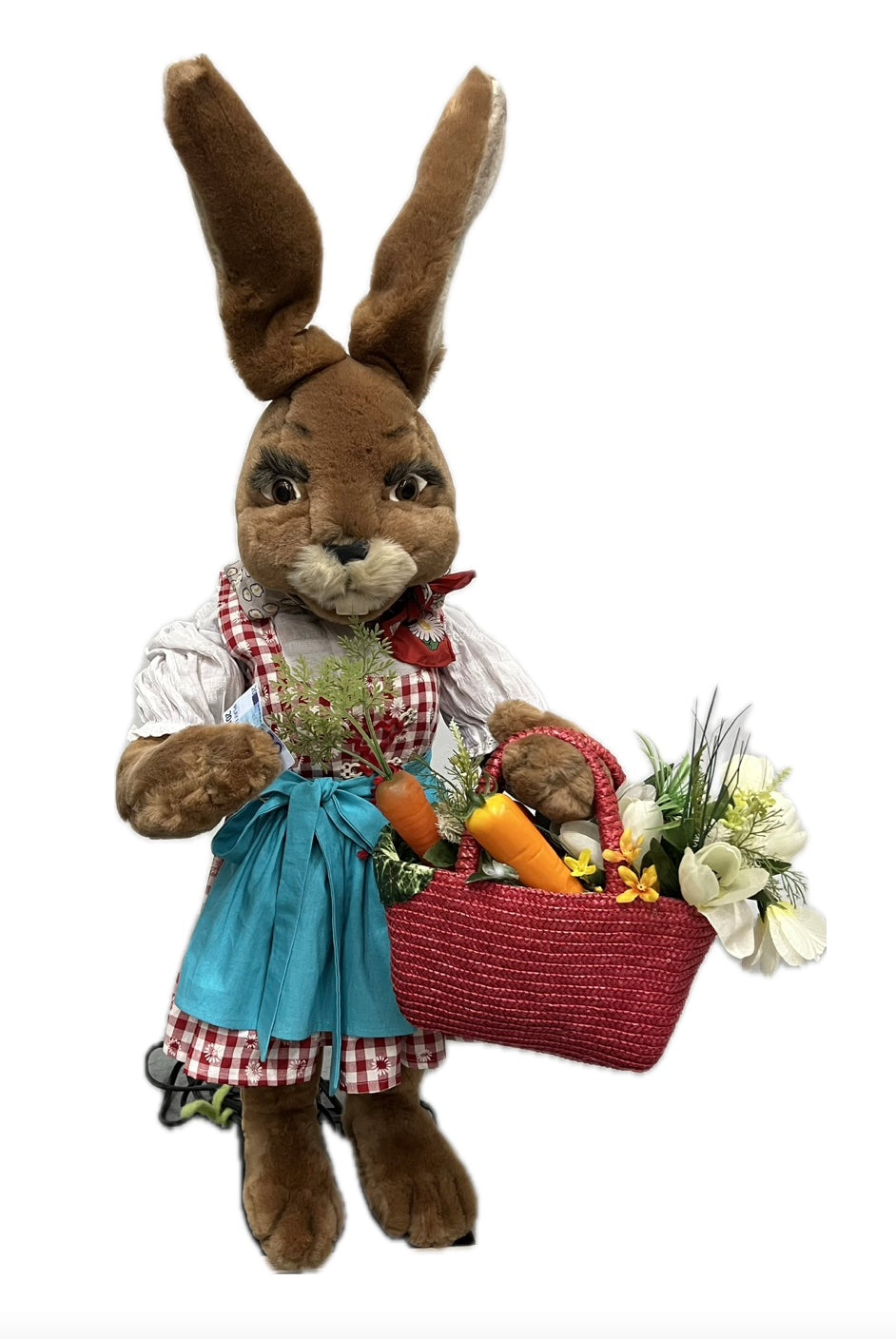 Rabbit with vegetables in a shopping basket