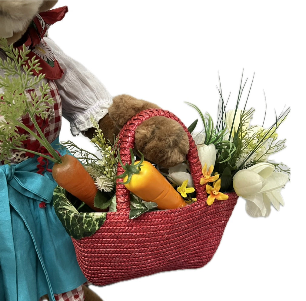 Rabbit with vegetables in a shopping basket