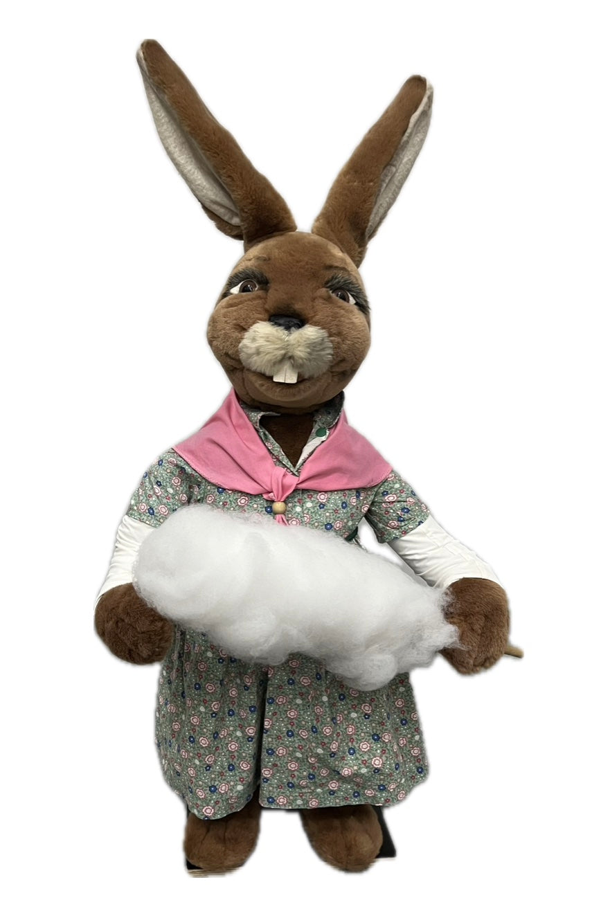 Bunny with floral dress and cotton candy