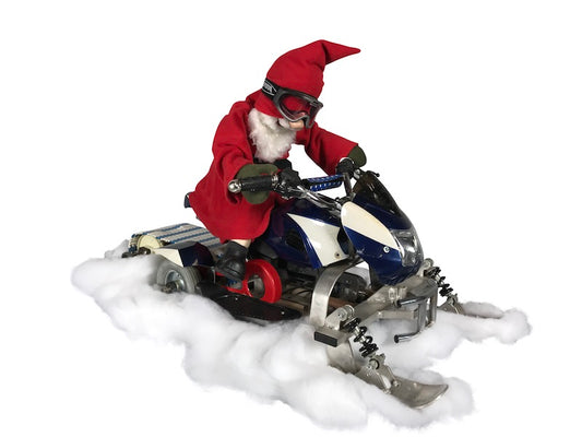 Santa Claus on a snowmobile