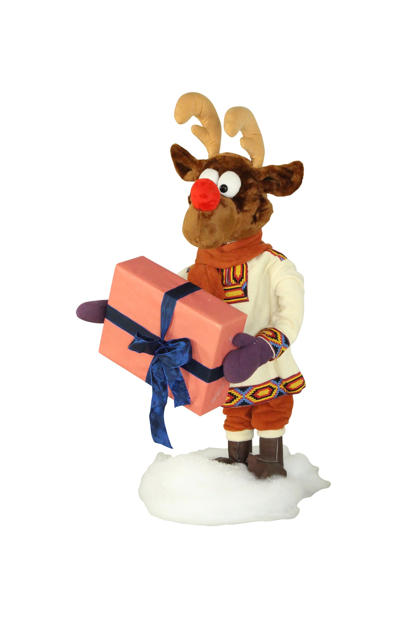 Rudi's reindeer troop delivers gifts with snowmobiles 